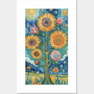 Golden Harvest: Van Gogh's Sunflower Garden Posters and Art